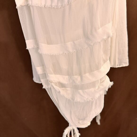 Alexis White Silk Top Sheer Sleeve Ties Size Small Womens Blouse - Picture 6 of 8